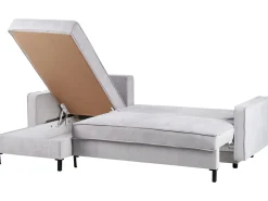 Divano letto angolare 3 posti TEJN Tessuto Grigio chiaro con contenitore Lato destro