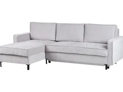 Divano letto angolare 3 posti TEJN Tessuto Grigio chiaro con contenitore Lato destro