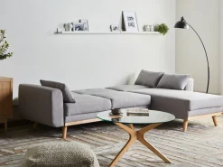 Divano letto angolare 3 posti KAARINA Tessuto Grigio Lato Sinistro