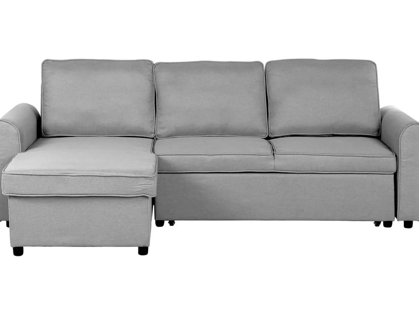 Divano letto angolare 3 posti NESNA Tessuto Grigio chiaro con contenitore Lato destro