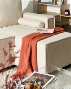 Divano letto angolare 3 posti EDANE Bouclé Bianco sporco con contenitore Lato Sinistro
