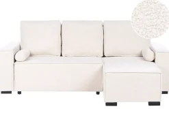 Divano letto angolare 3 posti EDANE Bouclé Bianco sporco con contenitore Lato Sinistro