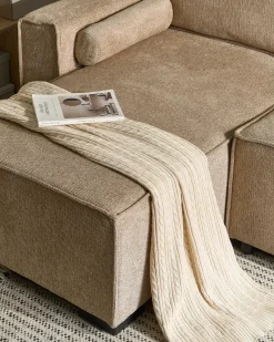 Divano letto angolare 3 posti EDANE Tessuto Beige con contenitore Lato destro
