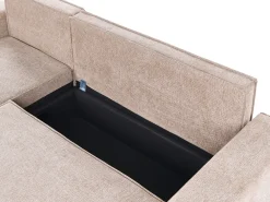 Divano letto angolare 3 posti EDANE Tessuto Beige con contenitore Lato destro