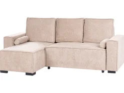 Divano letto angolare 3 posti EDANE Tessuto Beige con contenitore Lato destro