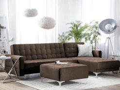 Divano letto angolare modulare 4 posti ABERDEEN Tessuto Marrone scuro Lato Sinistro