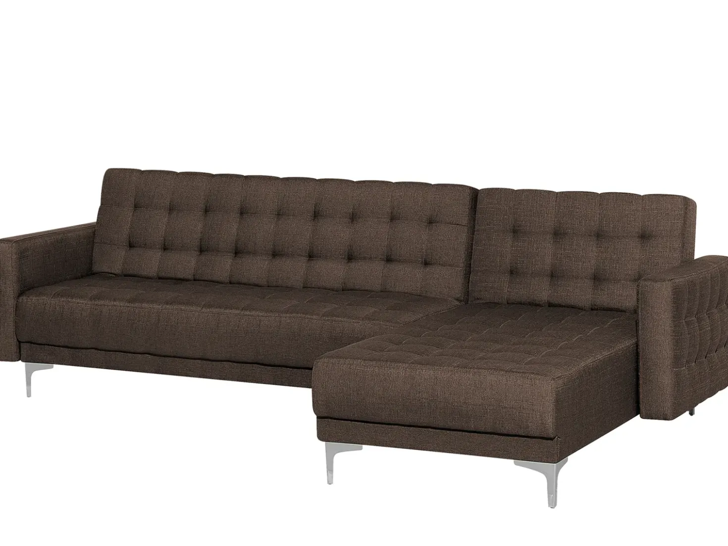 Divano letto angolare modulare 4 posti ABERDEEN Tessuto Marrone scuro Lato Sinistro