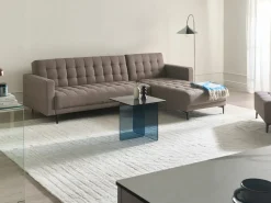 Divano letto angolare modulare 4 posti ABERDEEN Tessuto Tortora Lato Sinistro