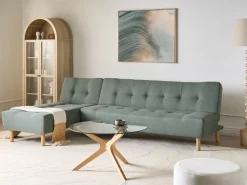 Divano letto angolare modulare 4 posti ALSTEN Tessuto Verde Lato destro