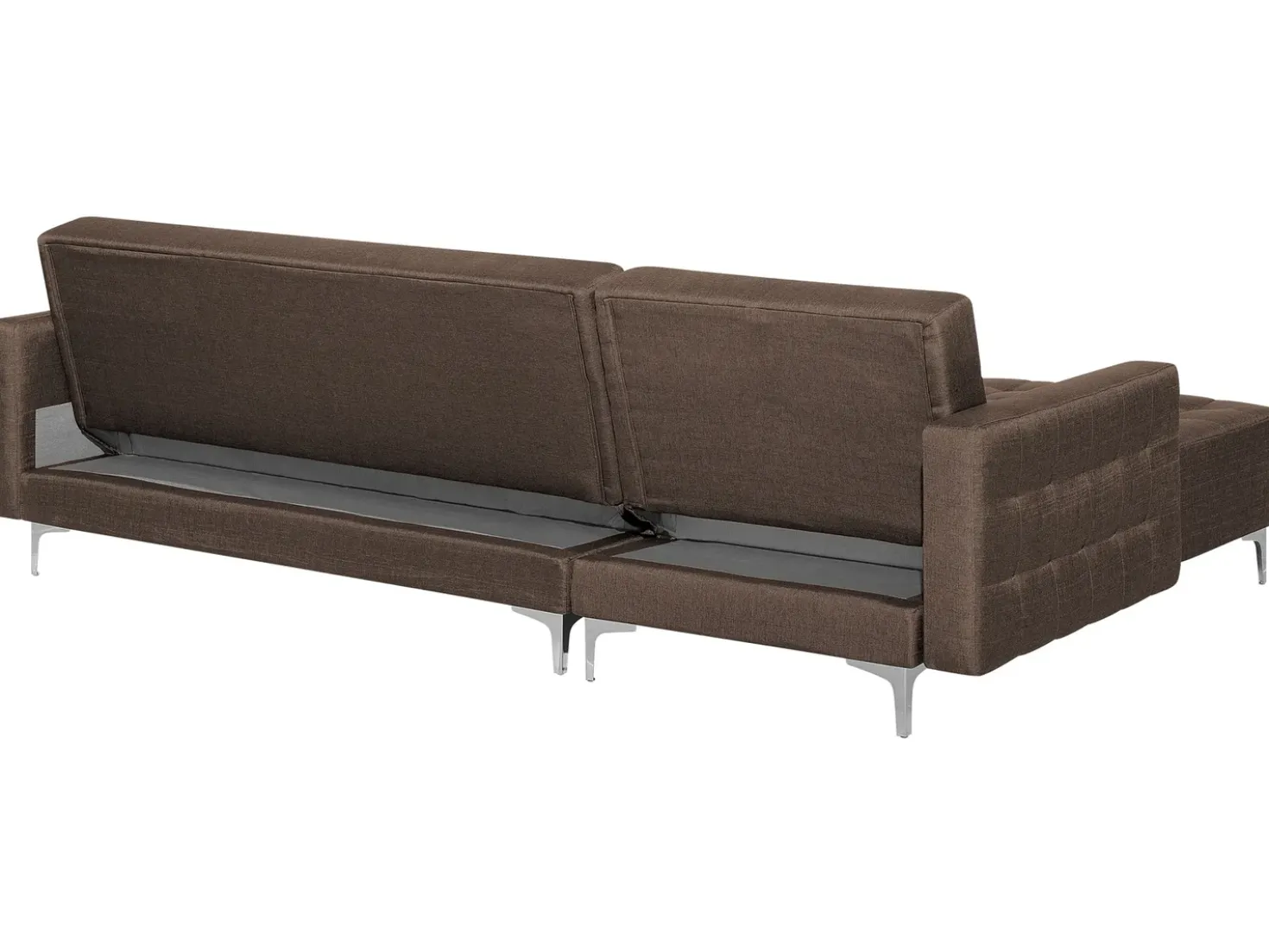 Divano letto angolare modulare 4 posti ABERDEEN Tessuto Marrone scuro Lato destro