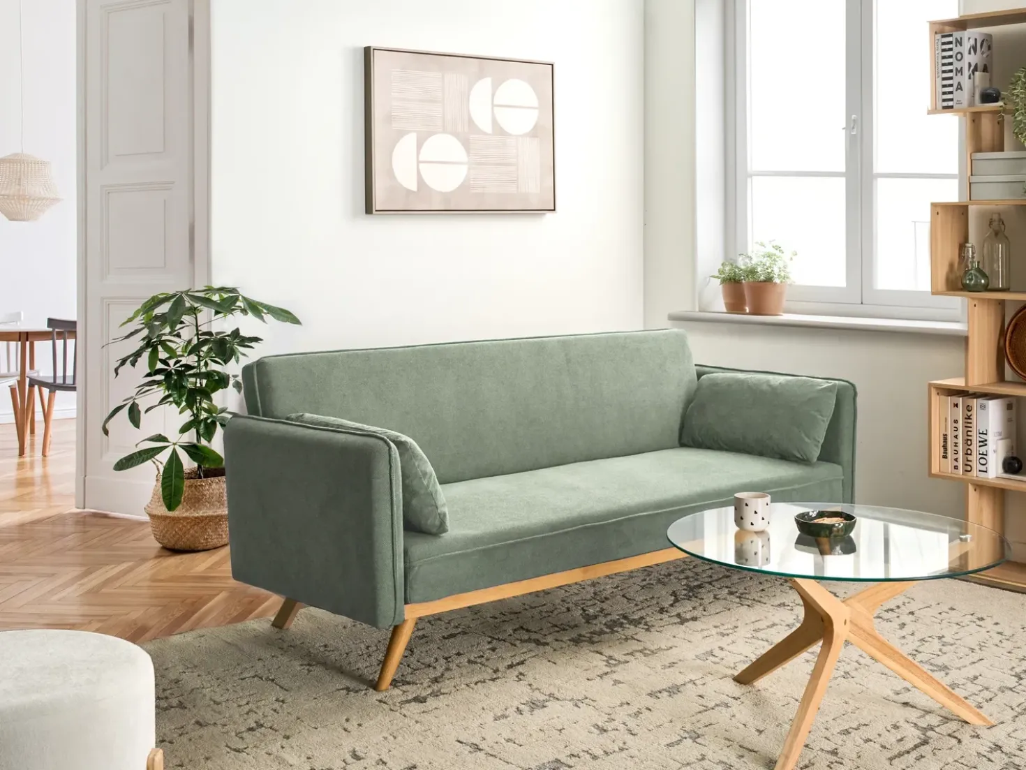 Divano letto ASAA Tessuto Verde chiaro