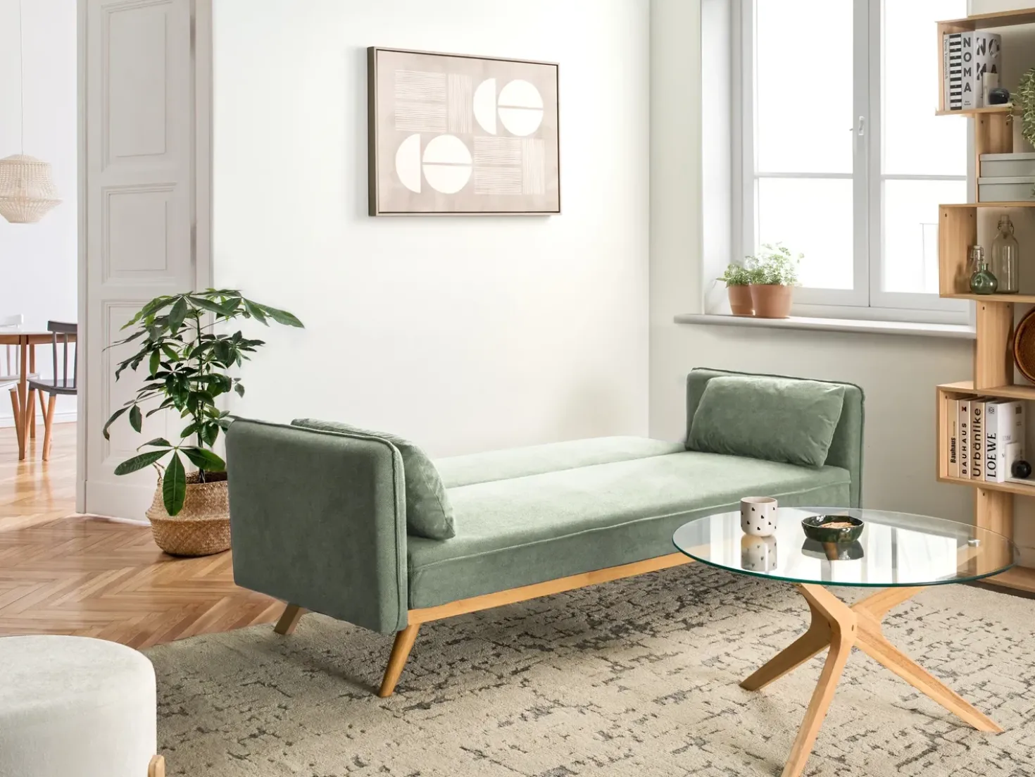 Divano letto ASAA Tessuto Verde chiaro