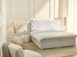 Divano letto con contenitore Tessuto ESQUIRE 180 x 200 cm Bianco sporco