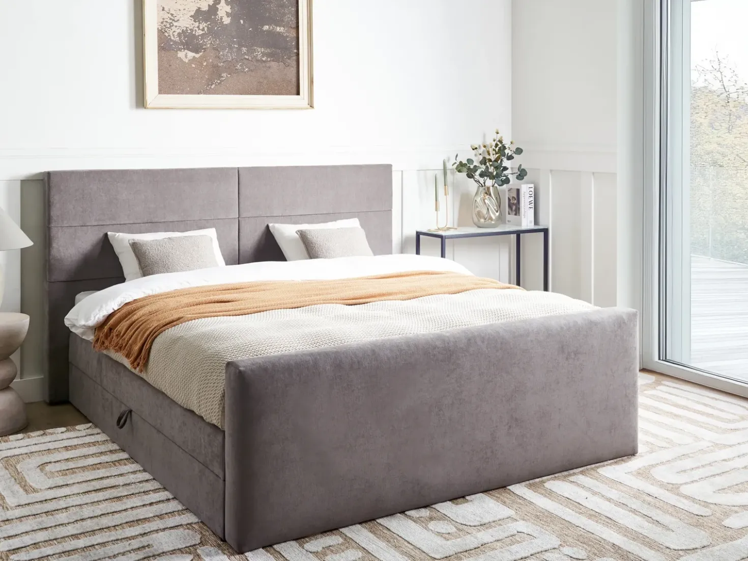 Divano letto con contenitore Tessuto ARISTOCRAT 180 x 200 cm Tortora