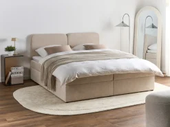 Divano letto con contenitore Tessuto CHANCELLOR 180 x 200 cm Beige chiaro