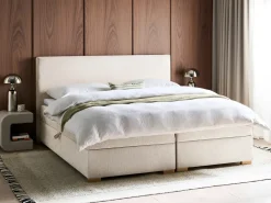 Divano letto con contenitore Tessuto MAJOR 180 x 200 cm Beige chiaro