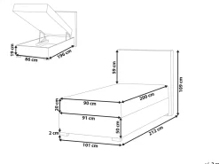 Divano letto con contenitore Tessuto MAJOR 90 x 200 cm Tortora