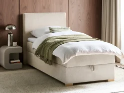 Divano letto con contenitore Tessuto MAJOR 90 x 200 cm Beige chiaro