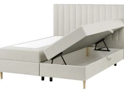 Divano letto con contenitore Tessuto OFFICER 160 x 200 cm Bianco sporco