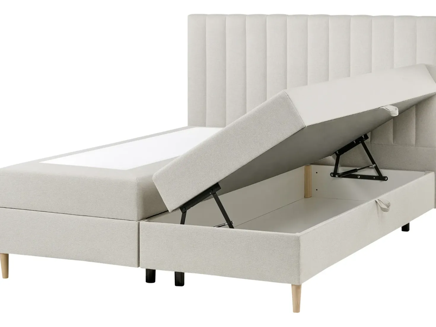 Divano letto con contenitore Tessuto OFFICER 160 x 200 cm Bianco sporco
