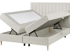 Divano letto con contenitore Tessuto OFFICER 160 x 200 cm Bianco sporco
