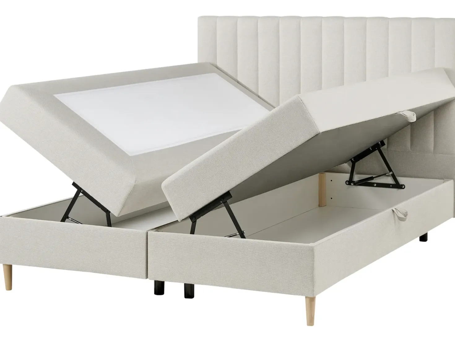 Divano letto con contenitore Tessuto OFFICER 160 x 200 cm Bianco sporco