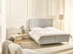 Divano letto con contenitore Tessuto OFFICER 160 x 200 cm Bianco sporco