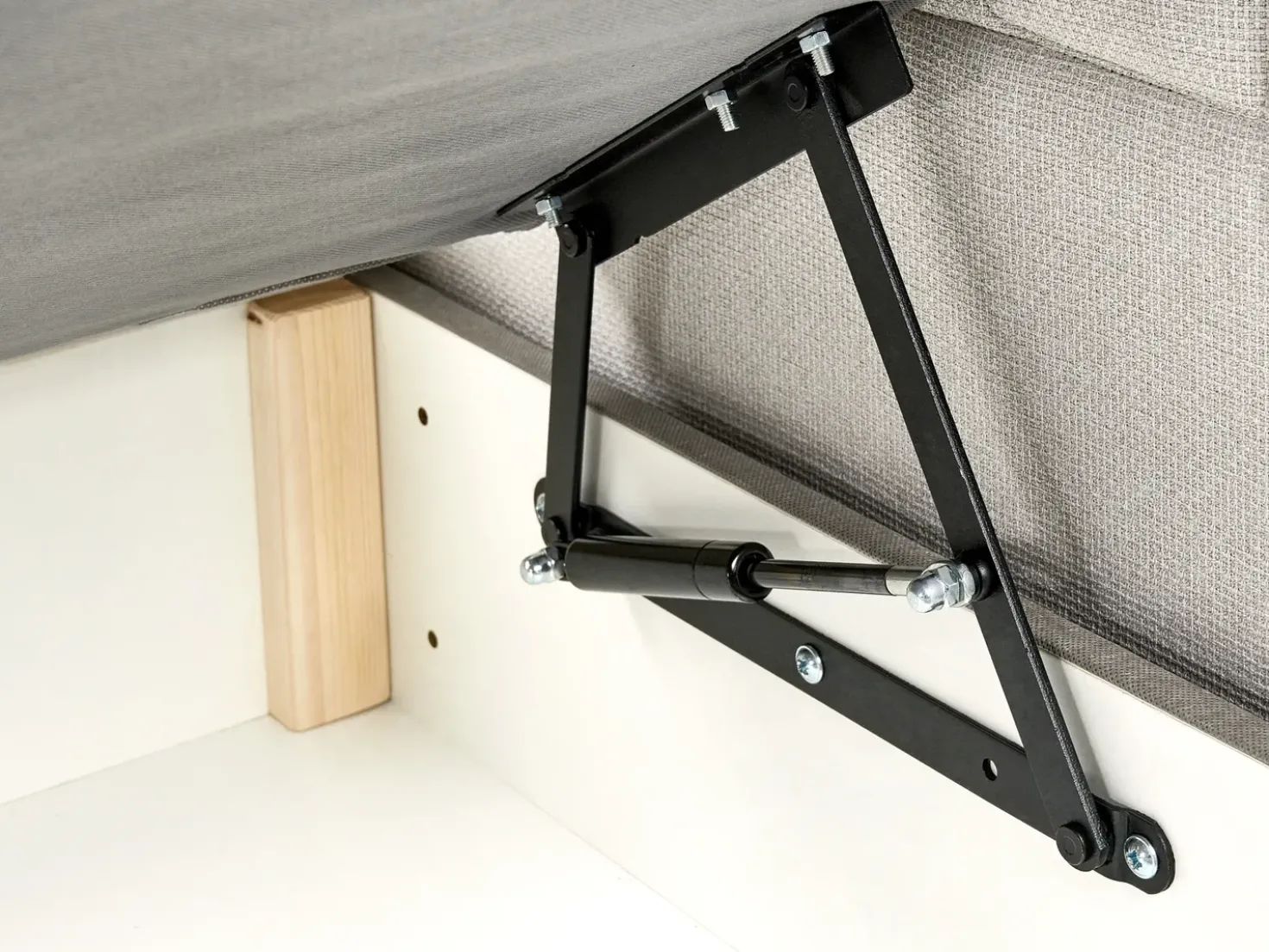 Divano letto con contenitore Tessuto OFFICER 160 x 200 cm Bianco sporco