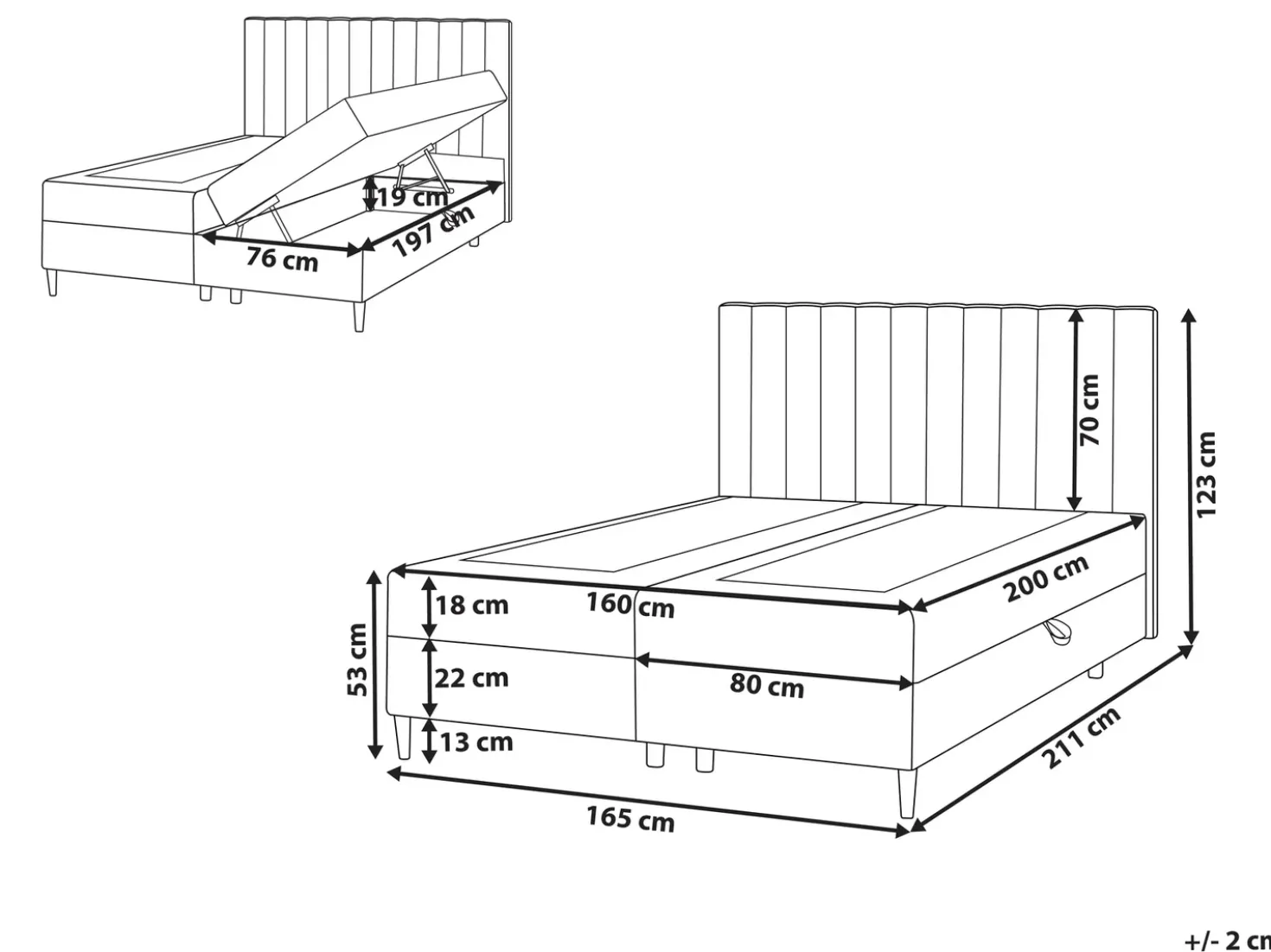 Divano letto con contenitore Tessuto OFFICER 160 x 200 cm Bianco sporco