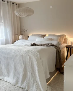 Divano letto con contenitore Tessuto BARONET 180 x 200 cm Bianco sporco