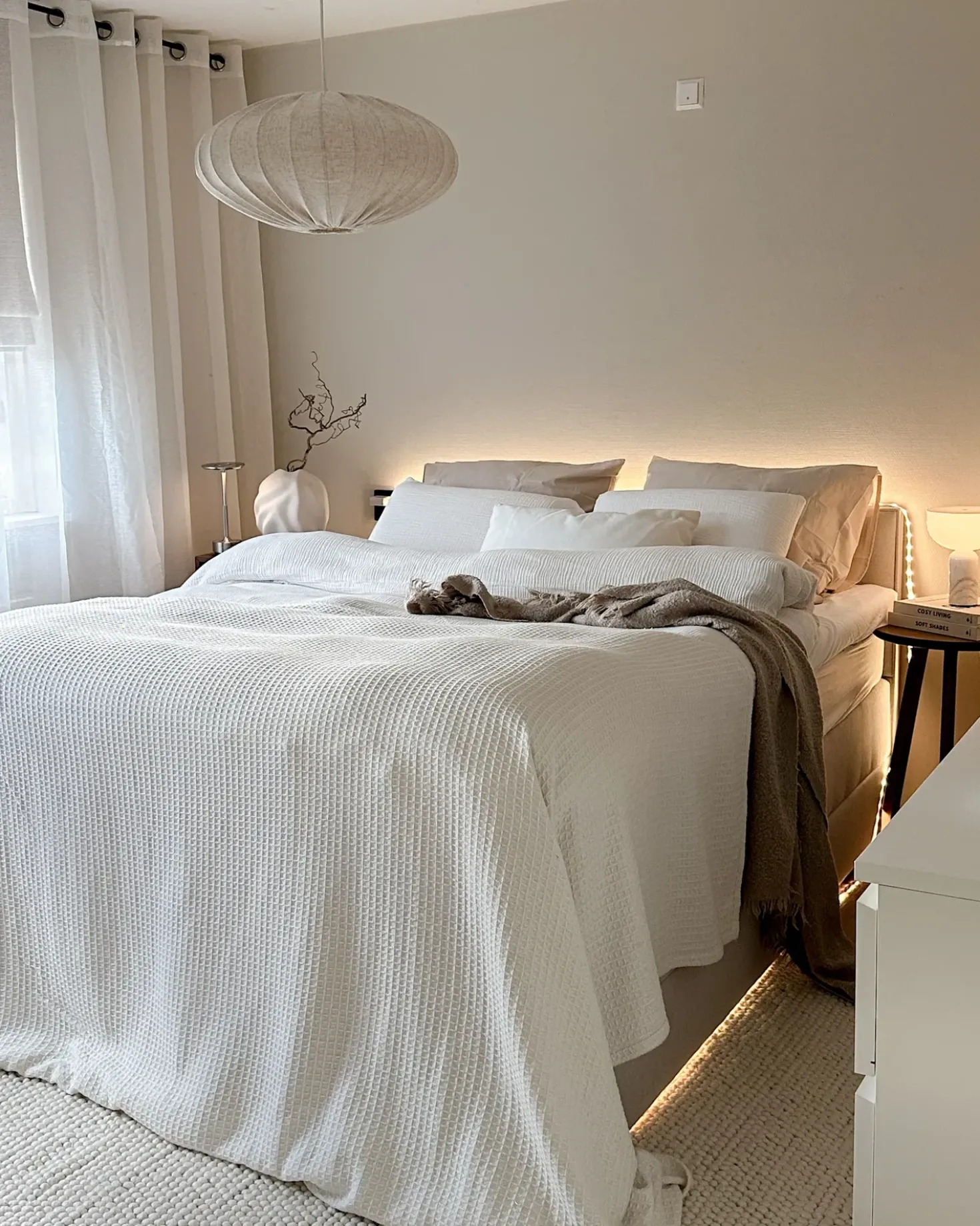 Divano letto con contenitore Tessuto BARONET 180 x 200 cm Bianco sporco