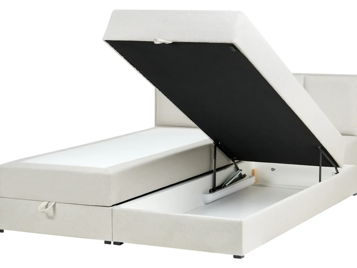Divano letto con contenitore Tessuto BARONET 180 x 200 cm Bianco sporco