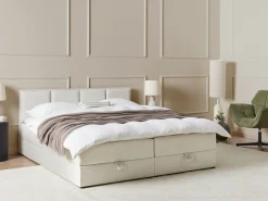 Divano letto con contenitore Tessuto BARONET 180 x 200 cm Bianco sporco