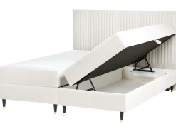 Divano letto con contenitore Velluto DAME 180 x 200 cm Bianco sporco