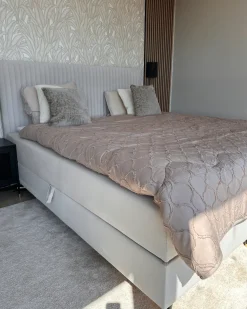 Divano letto con contenitore Velluto DAME 180 x 200 cm Bianco sporco