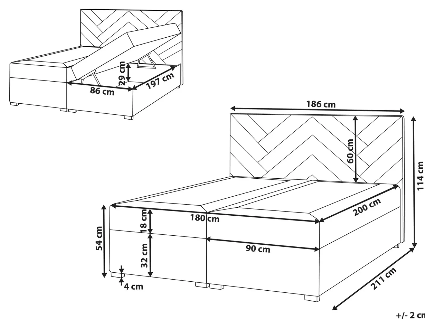 Divano letto con contenitore Tessuto ESQUIRE 180 x 200 cm Tortora
