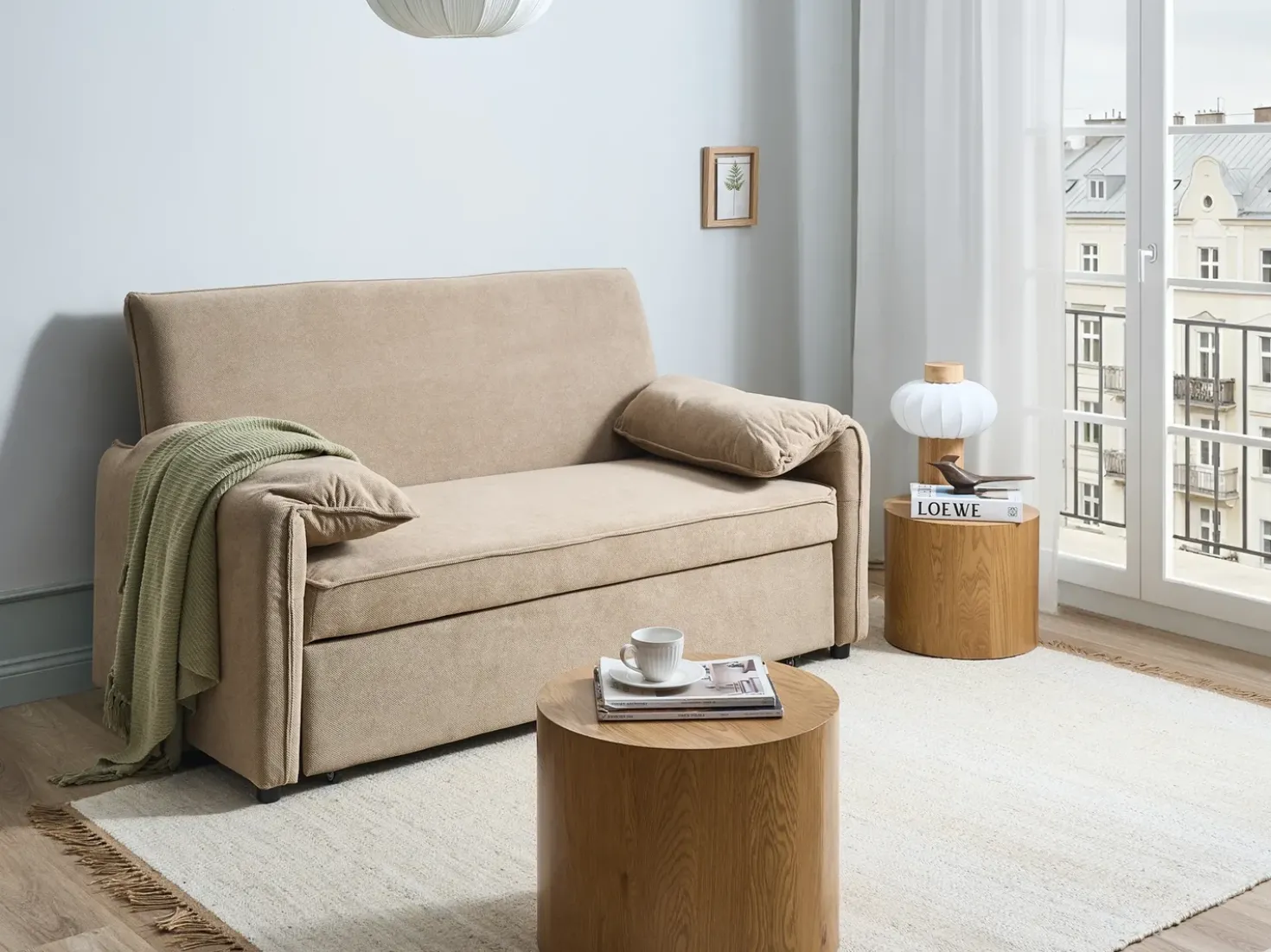 Divano letto HORMA Tessuto Marrone chiaro