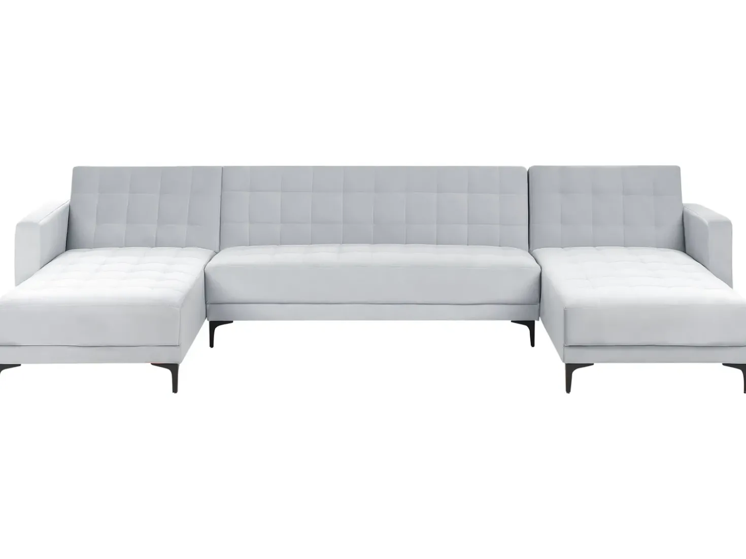 Divano letto modulare a U 5 posti ABERDEEN Velluto Grigio chiaro