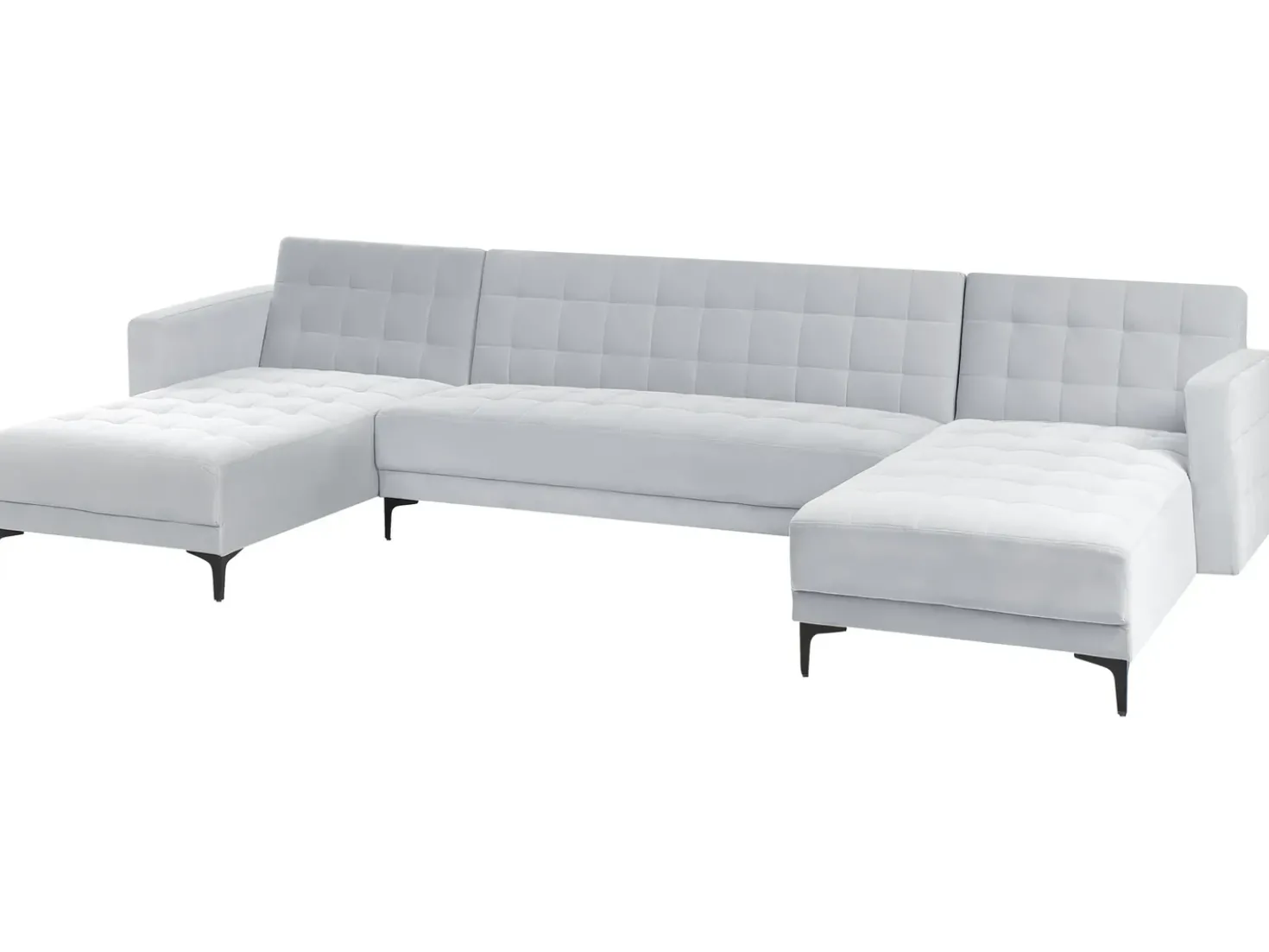 Divano letto modulare a U 5 posti ABERDEEN Velluto Grigio chiaro