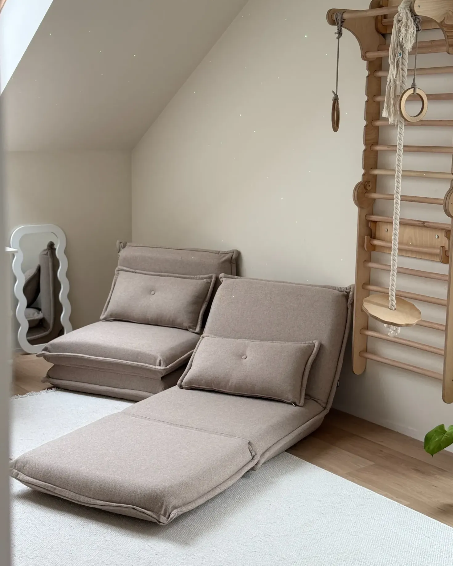 Divano letto singolo DELLEN Tessuto Beige