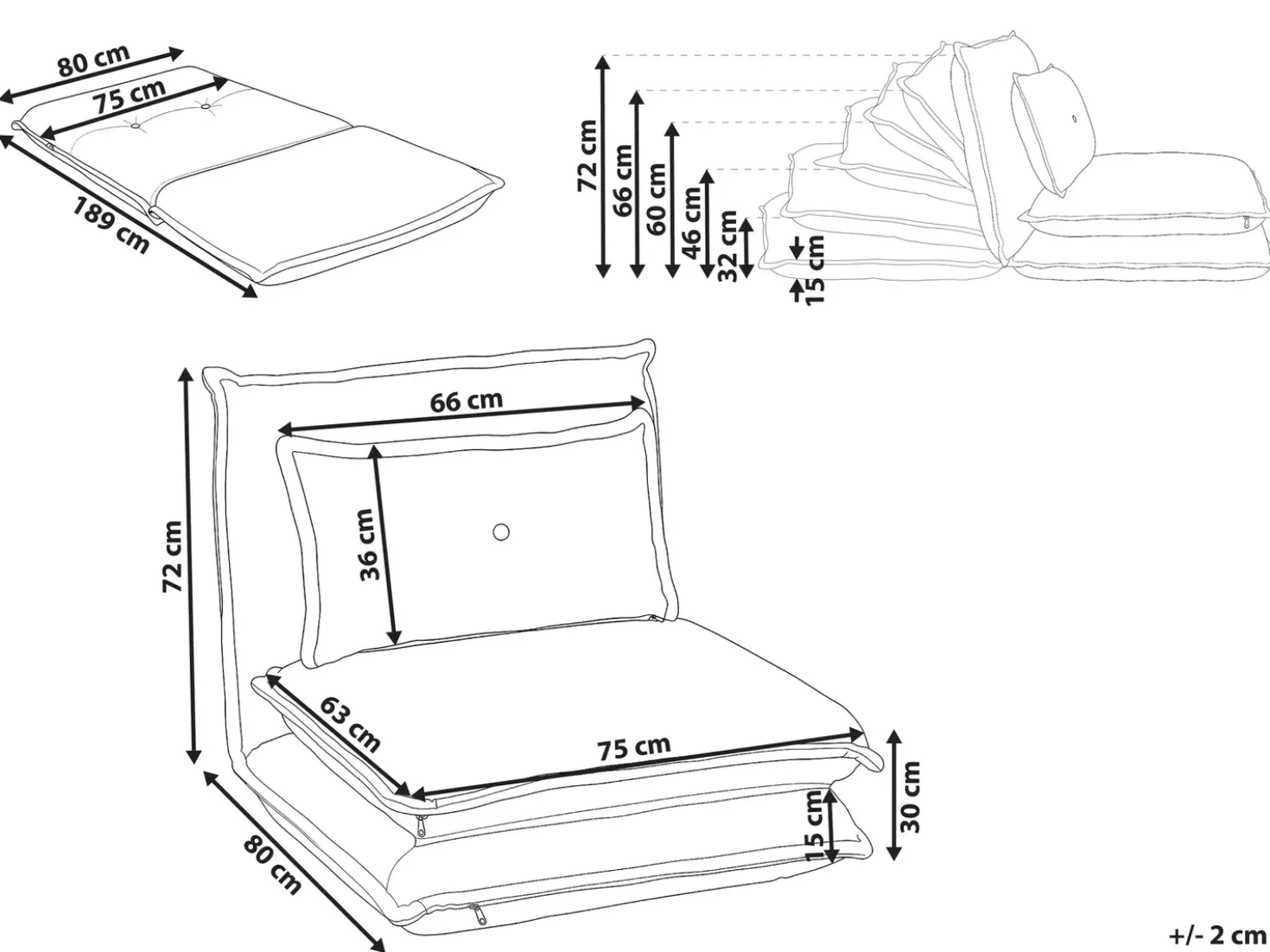 Divano letto singolo DELLEN Tessuto Beige