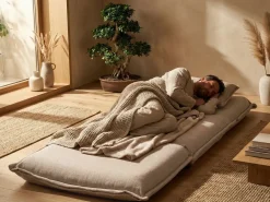 Divano letto singolo DELLEN Tessuto Beige