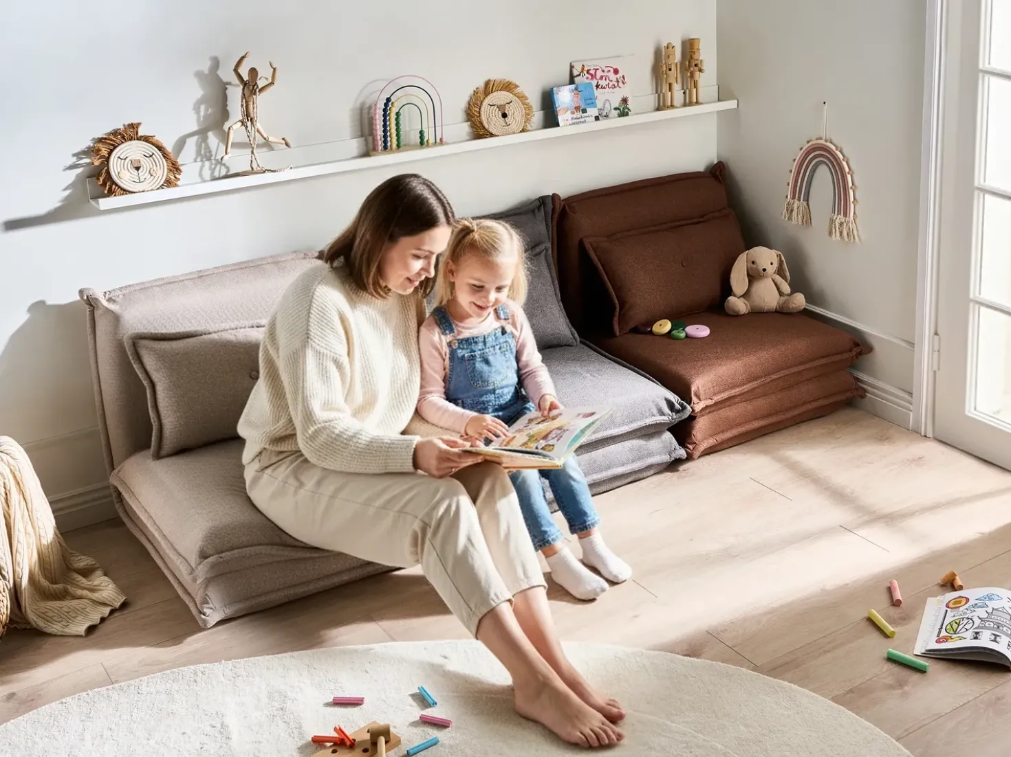 Divano letto singolo DELLEN Tessuto Beige