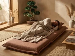 Divano letto singolo DELLEN Tessuto Marrone