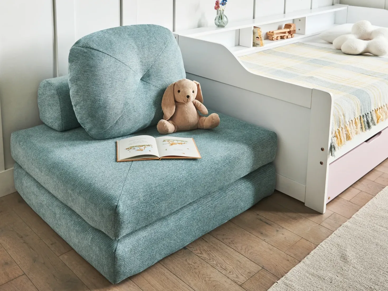 Divano letto singolo OLDEN Tessuto Verde menta