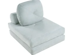 Divano letto singolo OLDEN Ciniglia Azzurro
