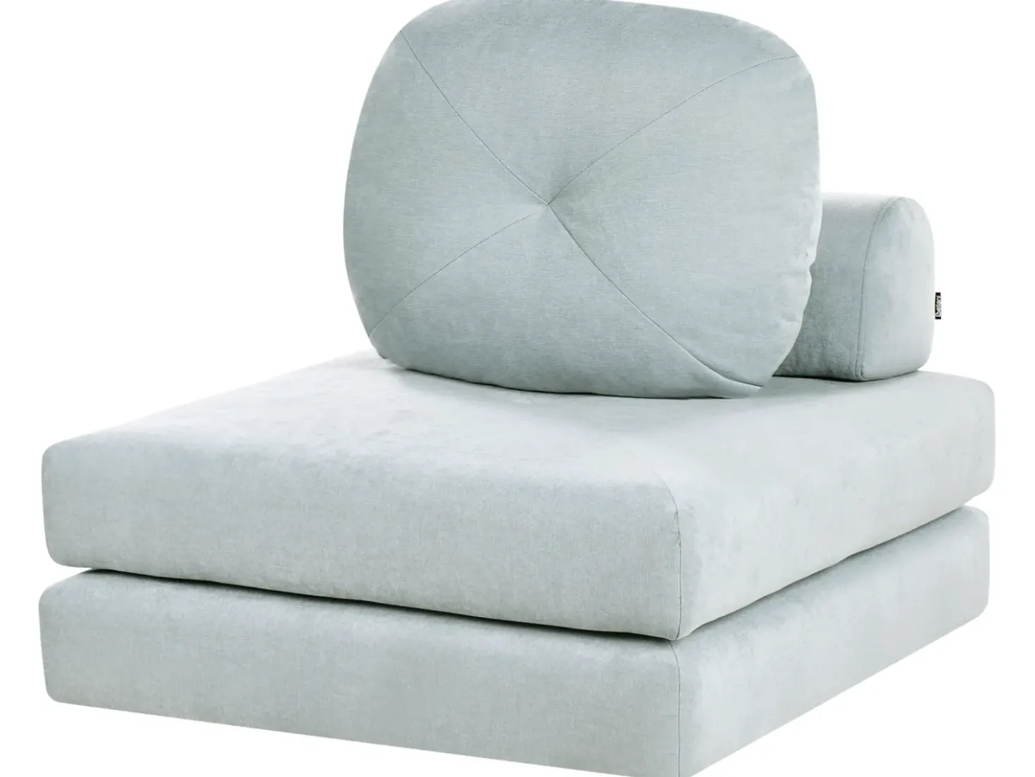 Divano letto singolo OLDEN Ciniglia Azzurro