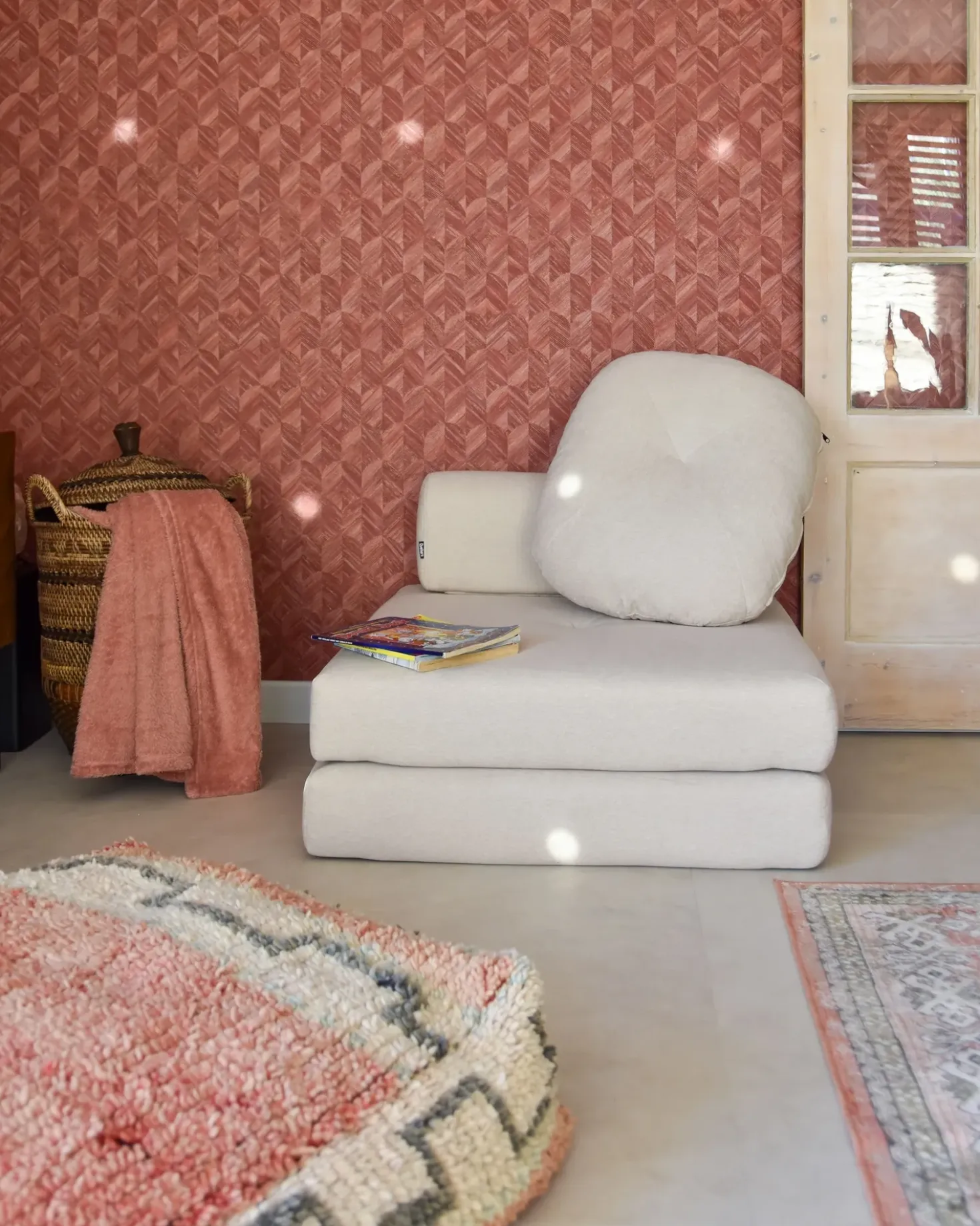 Divano letto singolo OLDEN Tessuto Beige chiaro