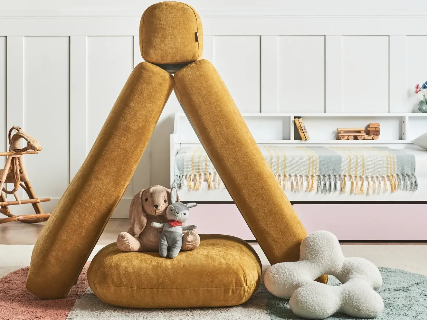 Divano letto singolo OLDEN Ciniglia Senape