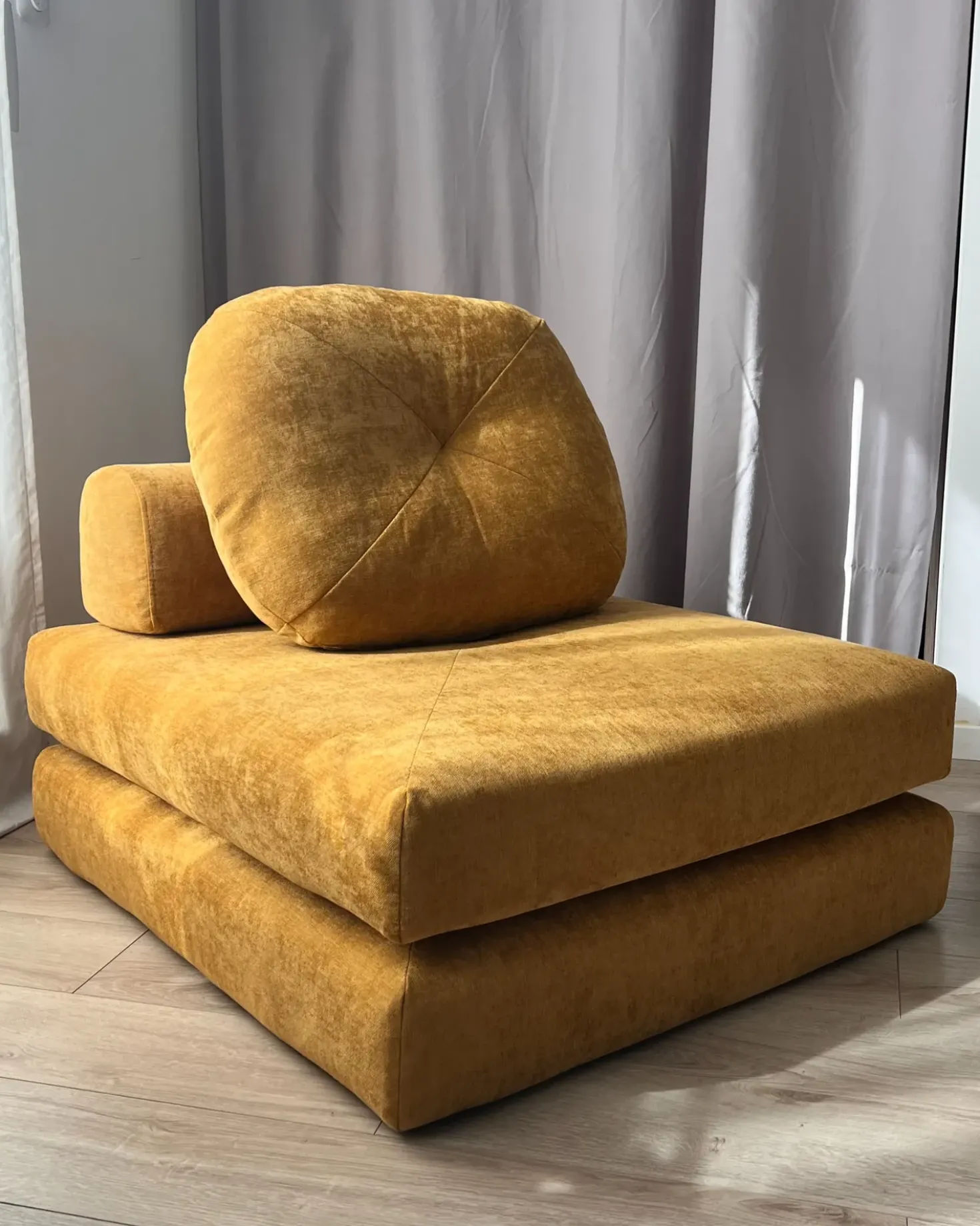 Divano letto singolo OLDEN Ciniglia Senape